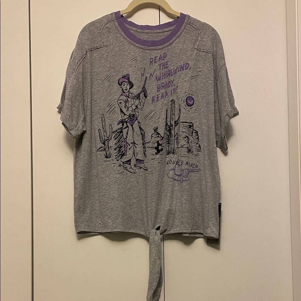 Double D Ranch Gray Tee with Purple Western Design